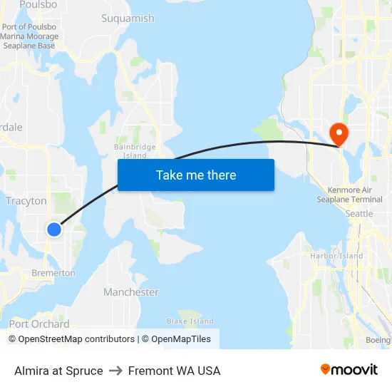 Almira at Spruce to Fremont WA USA map