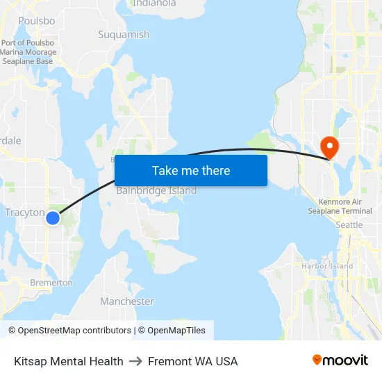 Kitsap Mental Health to Fremont WA USA map