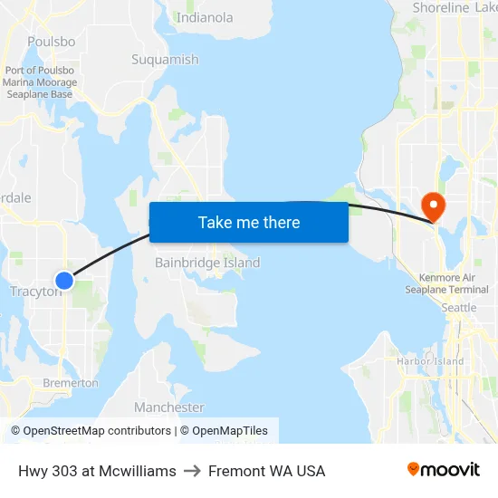 Hwy 303 at Mcwilliams to Fremont WA USA map