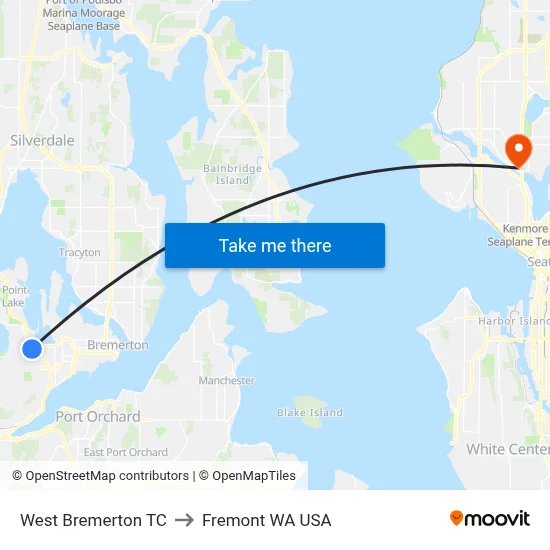 West Bremerton TC to Fremont WA USA map
