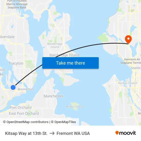 Kitsap Way at 13th St. to Fremont WA USA map