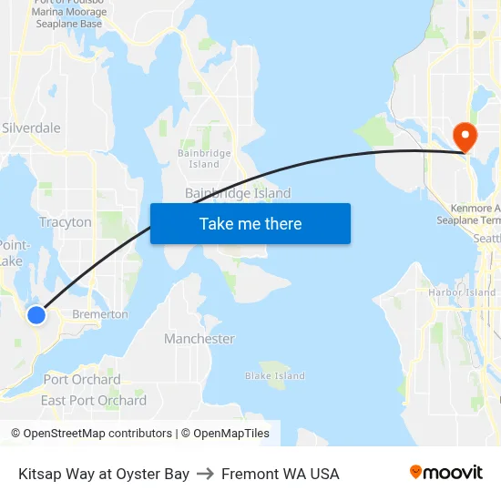 Kitsap Way at Oyster Bay to Fremont WA USA map