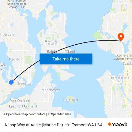Kitsap Way at Adele (Marine Dr.) to Fremont WA USA map
