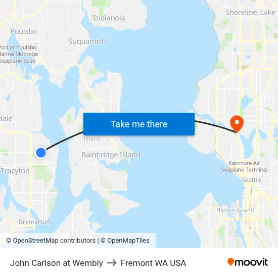 John Carlson at Wembly to Fremont WA USA map
