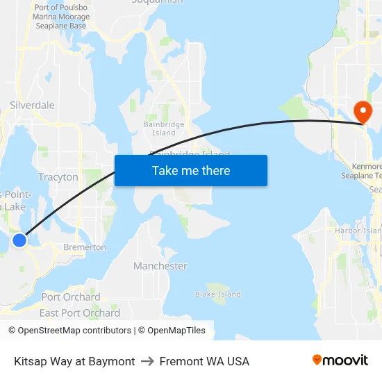 Kitsap Way at Baymont to Fremont WA USA map