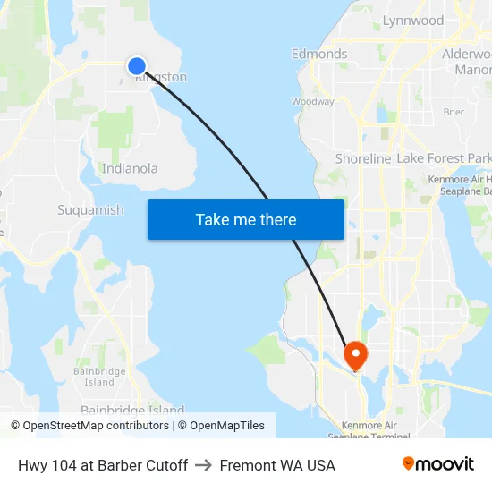 Hwy 104 at Barber Cutoff to Fremont WA USA map