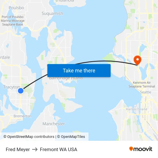 Fred Meyer to Fremont WA USA map