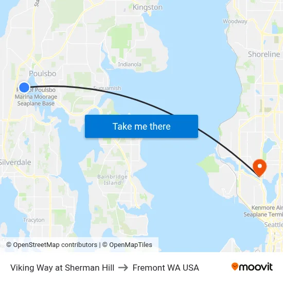 Viking Way at Sherman Hill to Fremont WA USA map