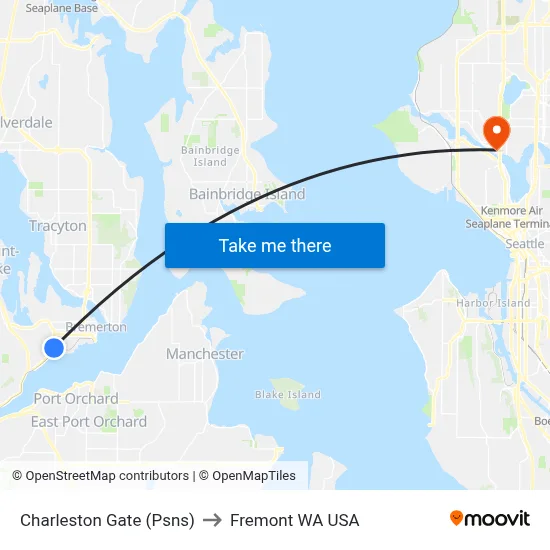 Charleston Gate (Psns) to Fremont WA USA map
