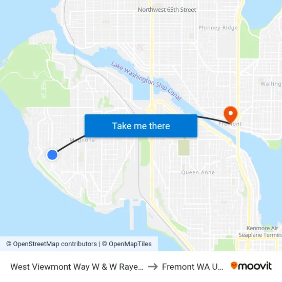 West Viewmont Way W & W Raye St to Fremont WA USA map