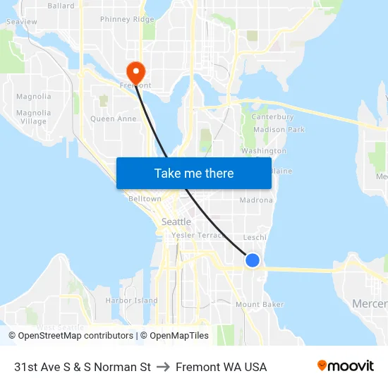 31st Ave S & S Norman St to Fremont WA USA map