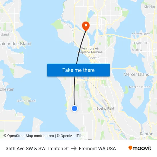 35th Ave SW & SW Trenton St to Fremont WA USA map