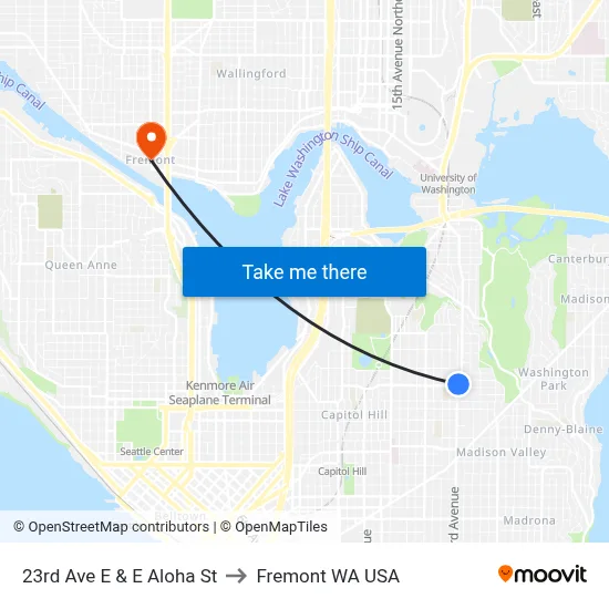 23rd Ave E & E Aloha St to Fremont WA USA map