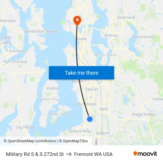 Military Rd S & S 272nd St to Fremont WA USA map