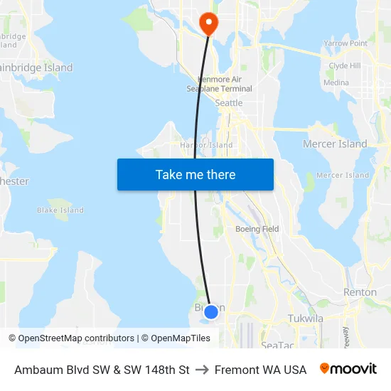 Ambaum Blvd SW & SW 148th St to Fremont WA USA map