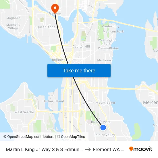 Martin L King Jr Way S & S Edmunds St to Fremont WA USA map