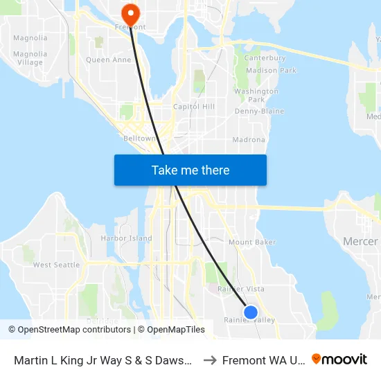 Martin L King Jr Way S & S Dawson St to Fremont WA USA map