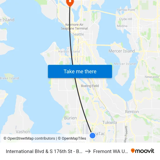 International Blvd & S 176th St - Bay 2 to Fremont WA USA map