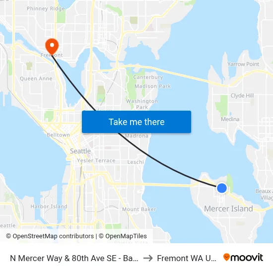 N Mercer Way & 80th Ave SE - Bay 2 to Fremont WA USA map