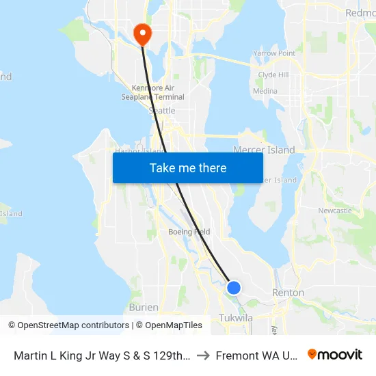 Martin L King Jr Way S & S 129th St to Fremont WA USA map
