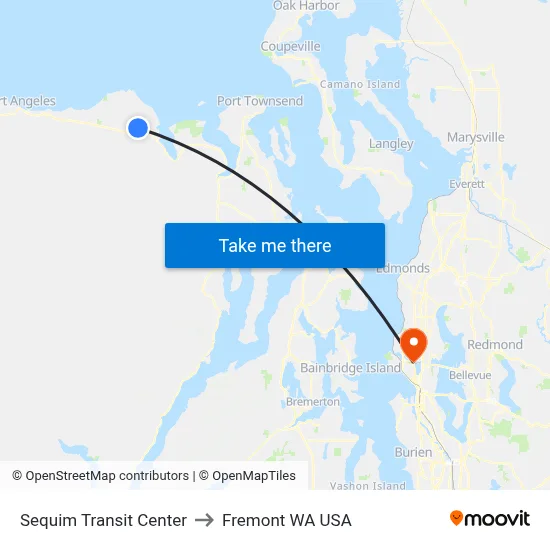 Sequim Transit Center to Fremont WA USA map