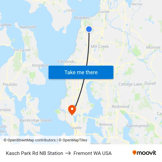 Kasch Park Rd NB Station to Fremont WA USA map
