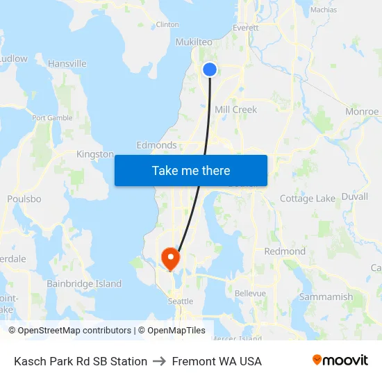 Kasch Park Rd SB Station to Fremont WA USA map