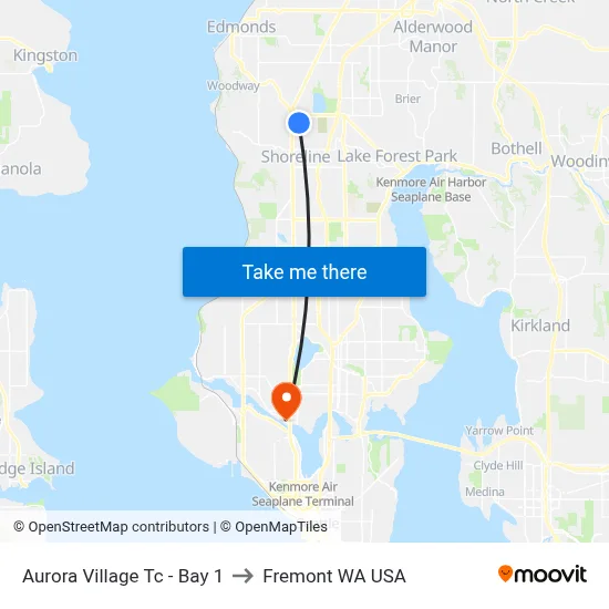 Aurora Village Tc - Bay 1 to Fremont WA USA map