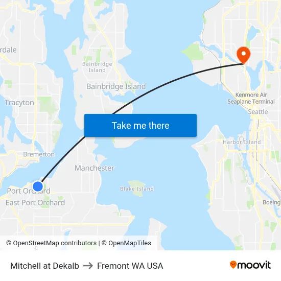 Mitchell at Dekalb to Fremont WA USA map