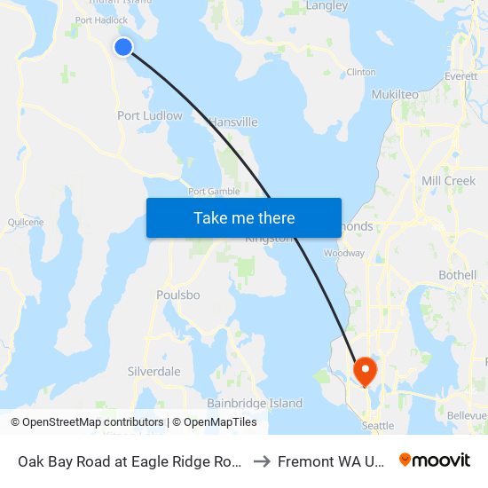 Oak Bay Road at Eagle Ridge Road to Fremont WA USA map