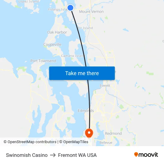 Swinomish Casino to Fremont WA USA map