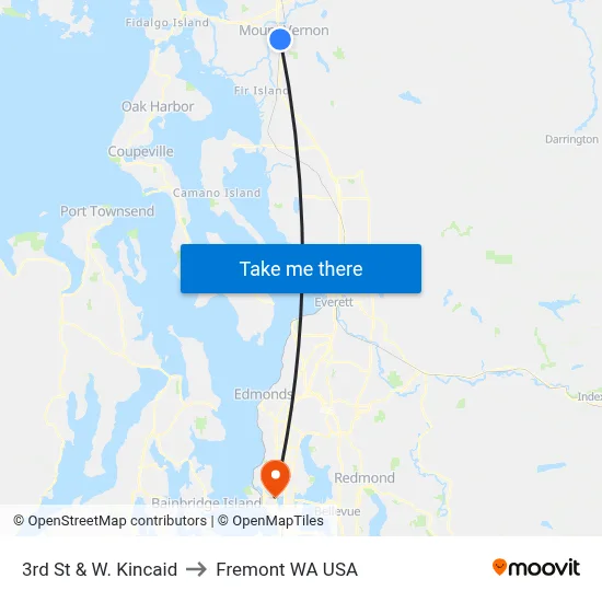 3rd St & W. Kincaid to Fremont WA USA map