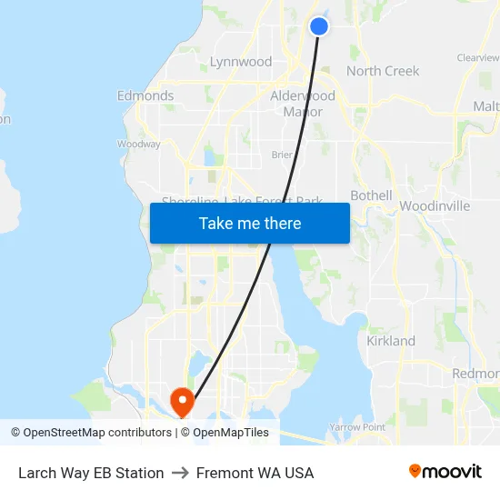 Larch Way EB Station to Fremont WA USA map