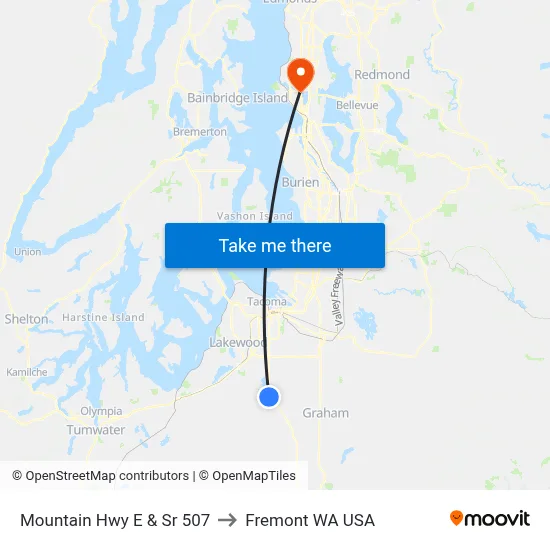 Mountain Hwy E & Sr 507 to Fremont WA USA map