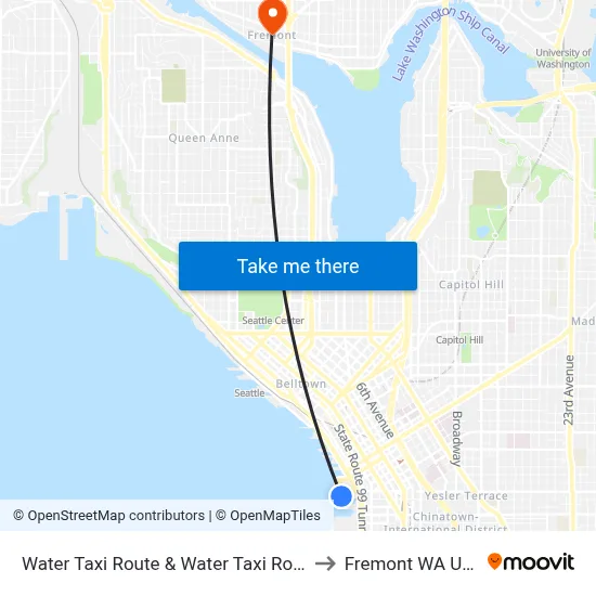 Water Taxi Route & Water Taxi Route to Fremont WA USA map