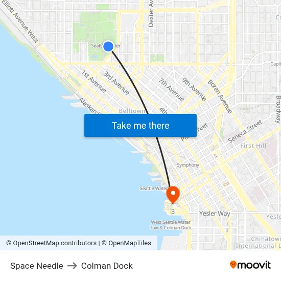 Space Needle to Colman Dock map