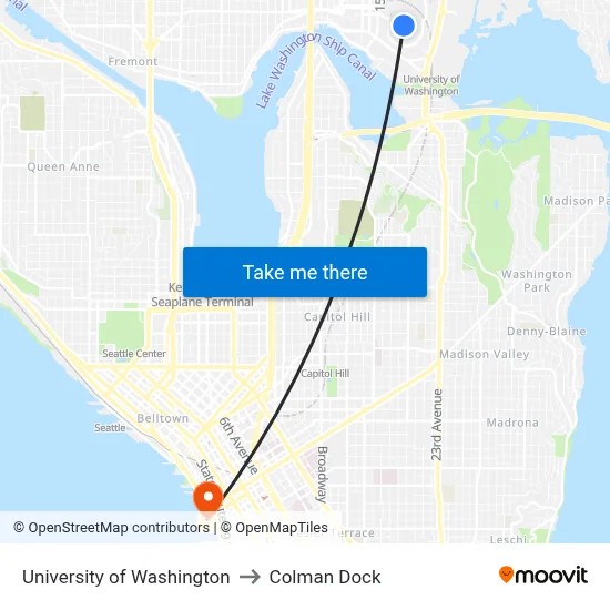 University of Washington to Colman Dock map