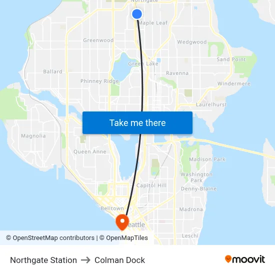 Northgate Station to Colman Dock map