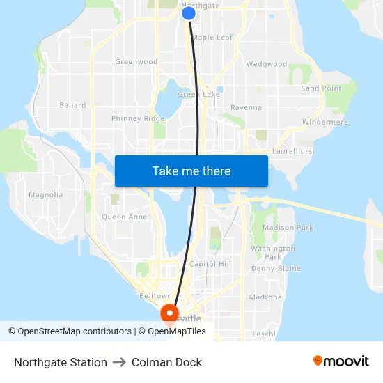 Northgate Station to Colman Dock map