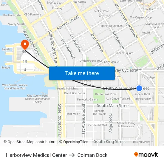 Harborview Medical Center to Colman Dock map