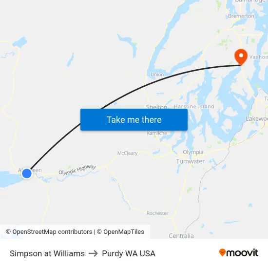 Simpson at Williams to Purdy WA USA map