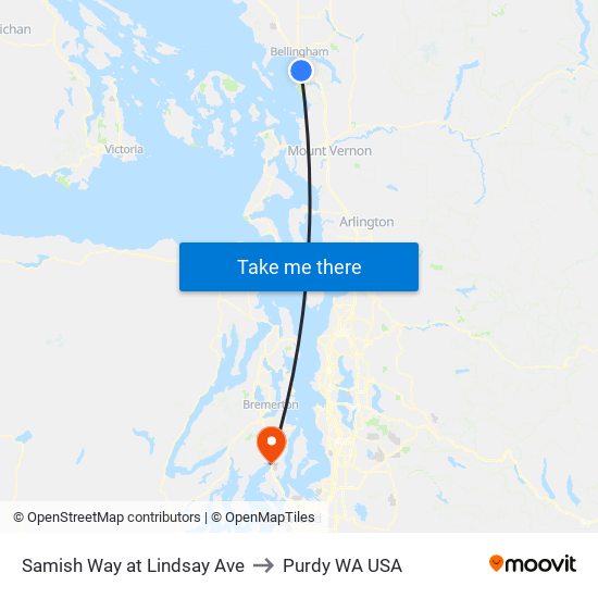 Samish Way at Lindsay Ave to Purdy WA USA map