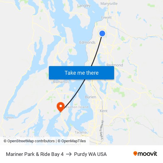 Mariner Park & Ride Bay 4 to Purdy WA USA map