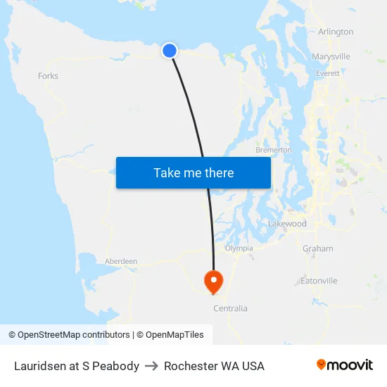 Lauridsen at S Peabody to Rochester WA USA map