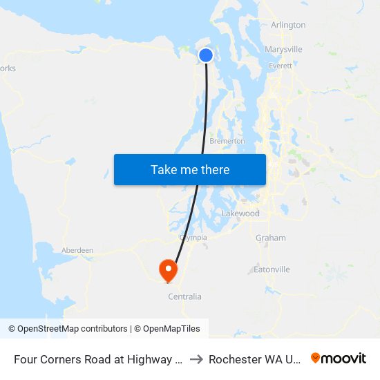 Four Corners Road at Highway 19 to Rochester WA USA map