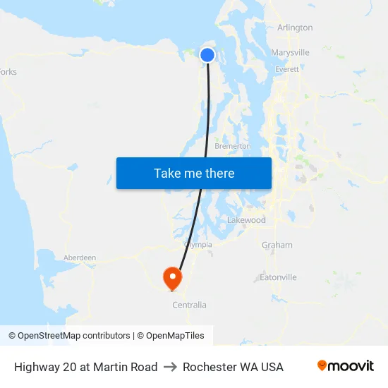 Sr 20 & Martin Rd to Rochester WA USA map