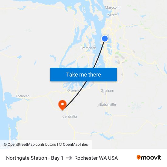 Northgate Station - Bay 1 to Rochester WA USA map