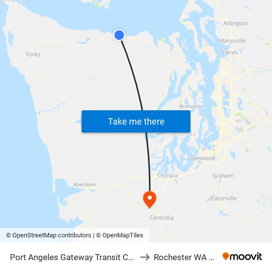 Port Angeles Gateway Transit Center to Rochester WA USA map