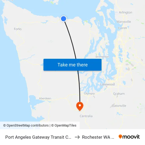 Port Angeles Gateway Transit Center to Rochester WA USA map