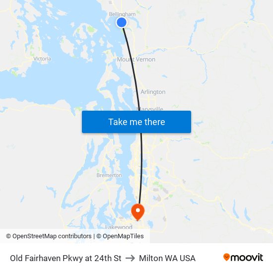 Old Fairhaven Pkwy at 24th St to Milton WA USA map